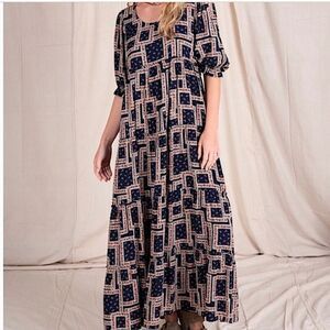 Natural Life Collette Tiered Maxi Dress XS